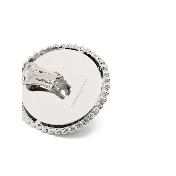 ALESSANDRA RICH CRYSTAL AND PEARL OVAL EARRINGS - Picture 3 of 3